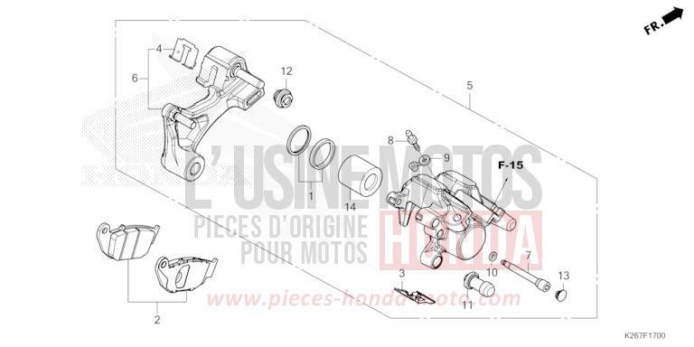 ETRIER DE FREIN ARRIERE de MSX GROM A MAT GUNPOWDER BLACK METALLIC (NH436) 2021